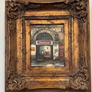 Signed European Street Scene Painting on Canvas, 8×10